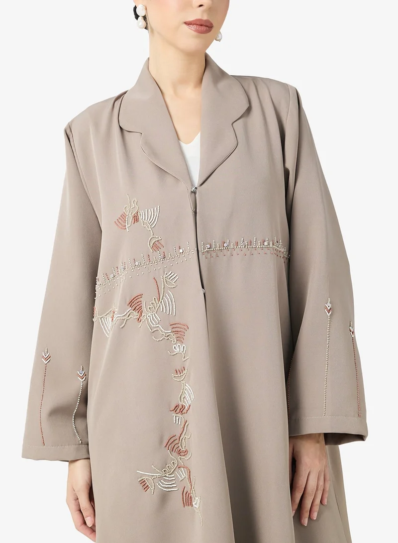 hayas closet  Embroidered Abaya With Sheila for Women | Best Price UAE